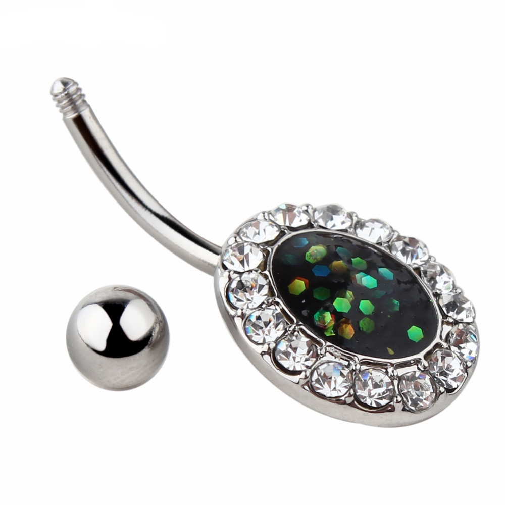 Navel Jewelry piercing 14G 316L Surgical Steel Resin Opal - 3