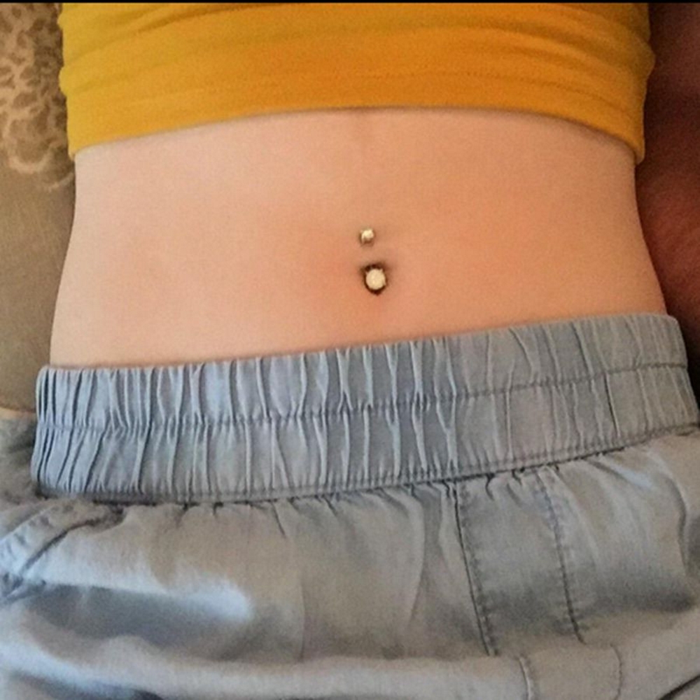 Navel Jewelry piercing 14G 316L Surgical Steel Opal - 2