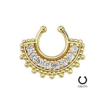 YELLOW GOLD Nose Rings Body Piercing Fake Septum Clicker - 2
