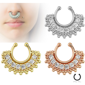 YELLOW GOLD Nose Rings Body Piercing Fake Septum Clicker
