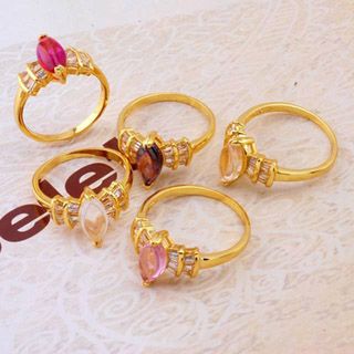 24K Guldfyllda Guld gulddoublé Filled CZ Ring #17