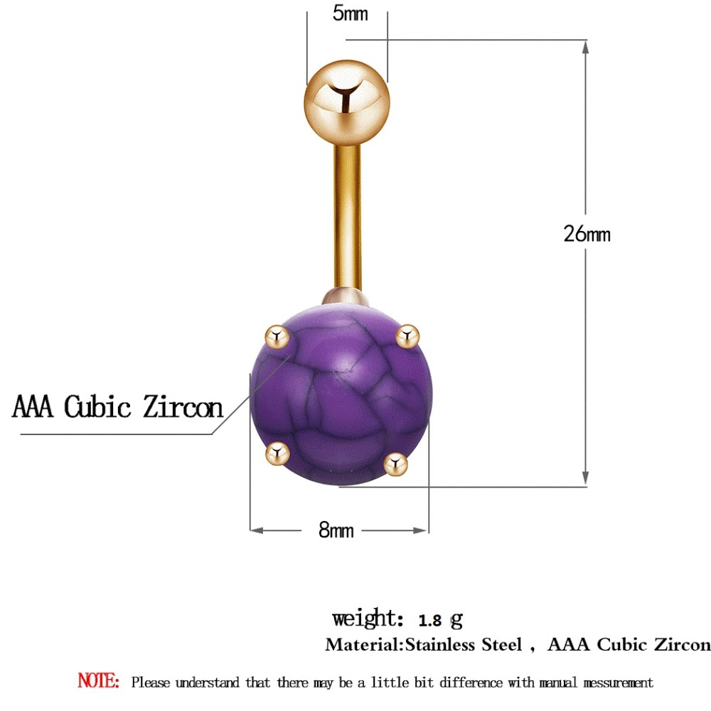 Navel Belly Button Ring Body Piercing Stone  - 2