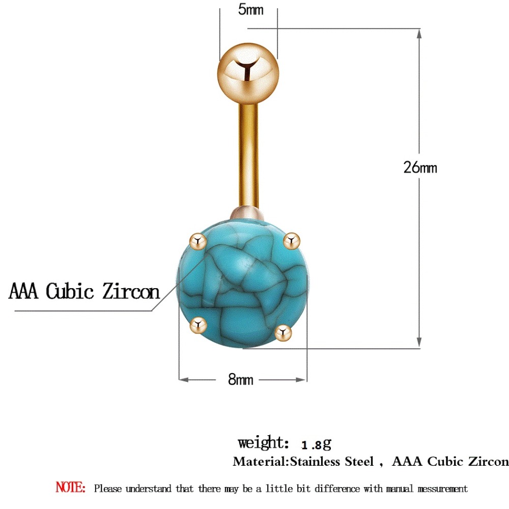 Navel Belly Button Ring Body Piercing Stone  - 2