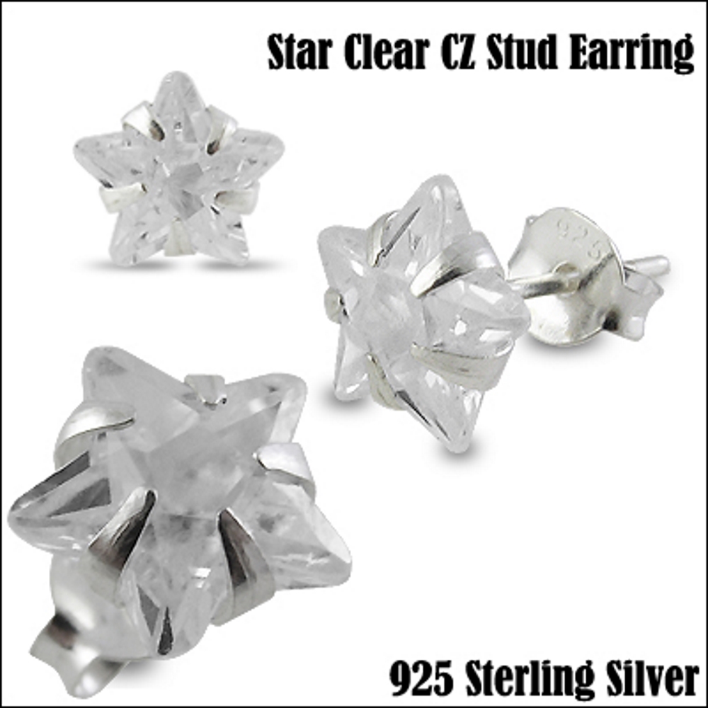925 Sterling Silver CZ Earring 7MM