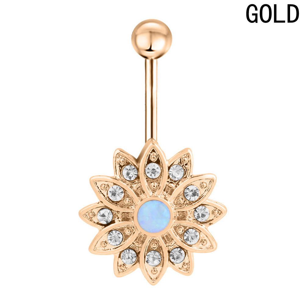 Navel Belly Button Ring Body Piercing 316l Steel crystal  - 5