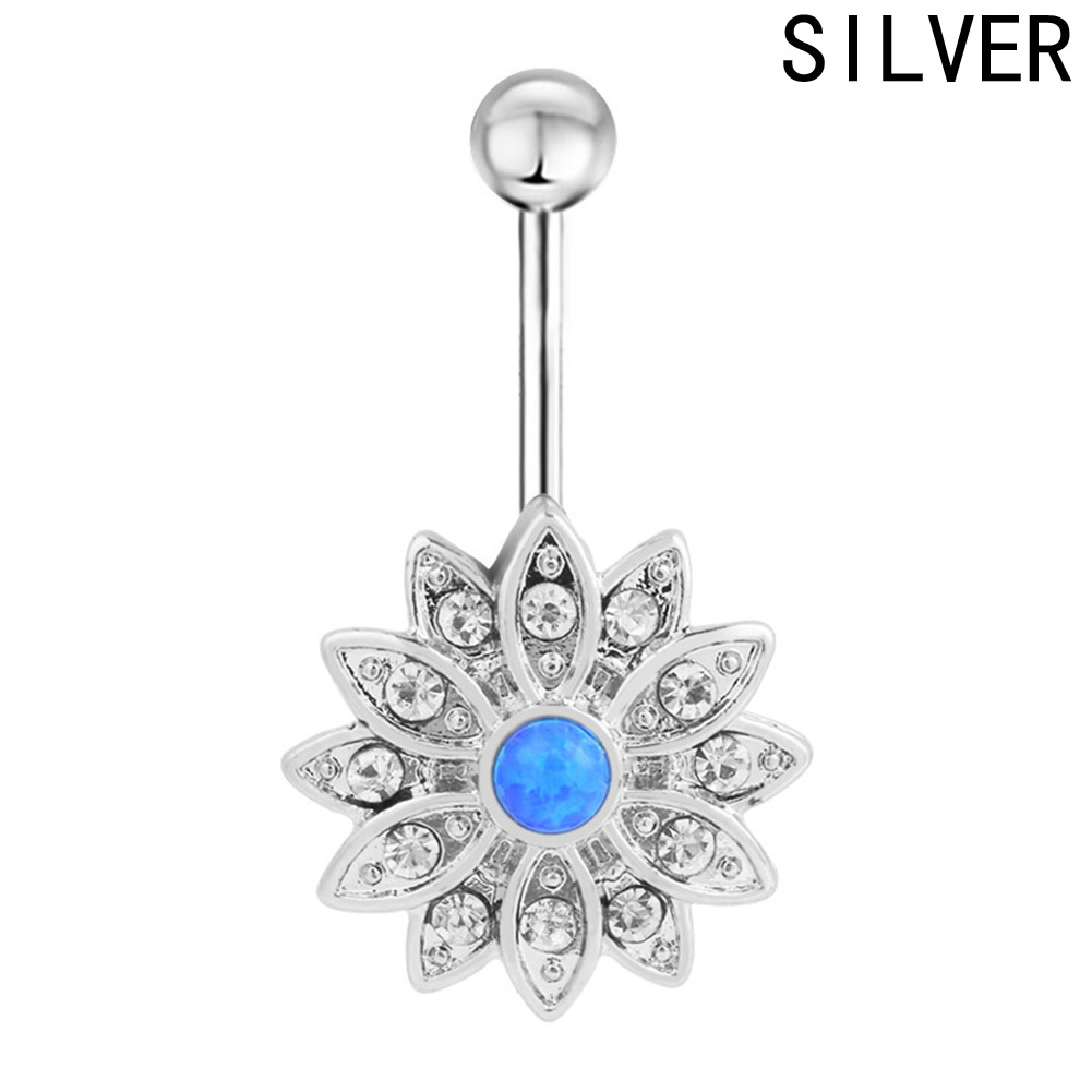 Navel Belly Button Ring Body Piercing 316l Steel crystal  - 2