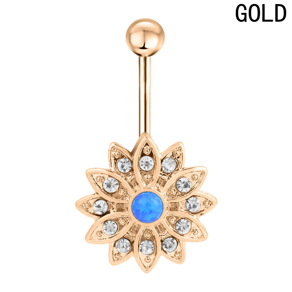 Navel Belly Button Ring Body Piercing 316l Steel crystal  - 4