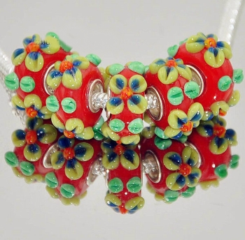 Silver MURANO GLASS BEAD LAMPWORK fit European Charm Bracelet