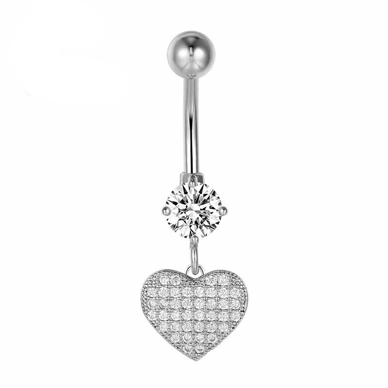 Ljusa CZ navelpiercing 14G 12mm 