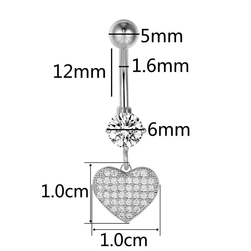 Ljusa CZ navelpiercing 14G 12mm  - 2