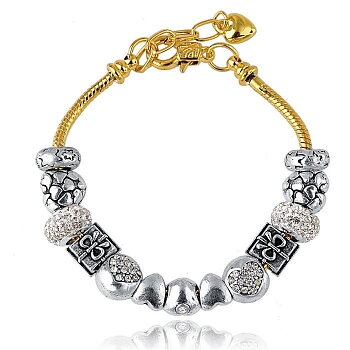 Handgjorda Armband silver, guldpläterad orm Kedja Kärlek berlockarmband