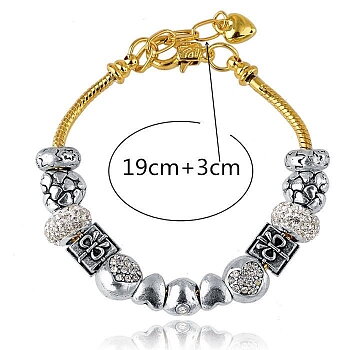 Handgjorda Armband silver, guldpläterad orm Kedja Kärlek berlockarmband