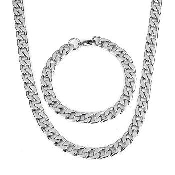 Stainless Steel Necklace + Bracelet 11.3x3mm