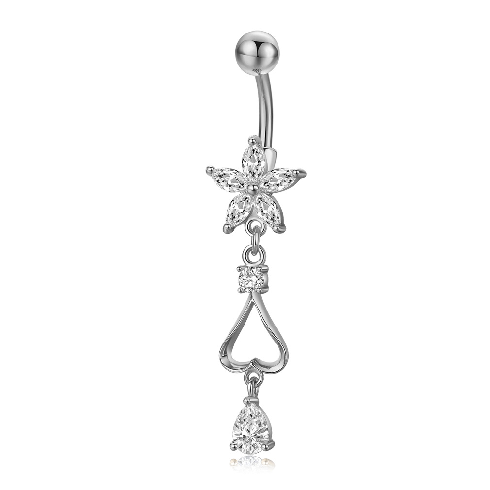 Navel Piercing Brass Piercing Barbell, with 316L Stainless Steel, plated, micro pave cubic zirconia