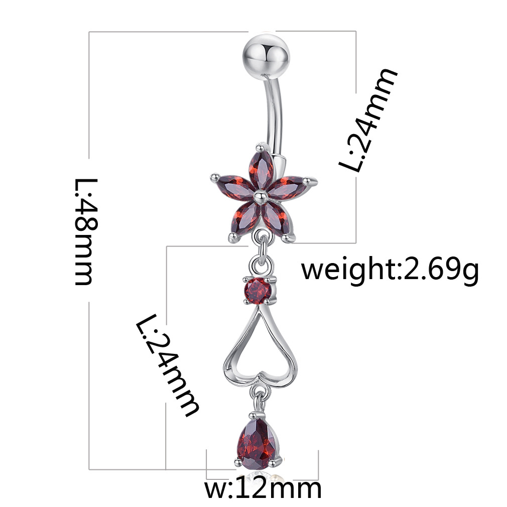 Navel Piercing Brass Piercing Barbell, with 316L Stainless Steel, plated, micro pave cubic zirconia - 3