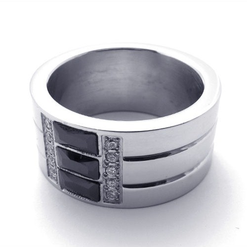 Rostfritt stål ring svart agat - 3