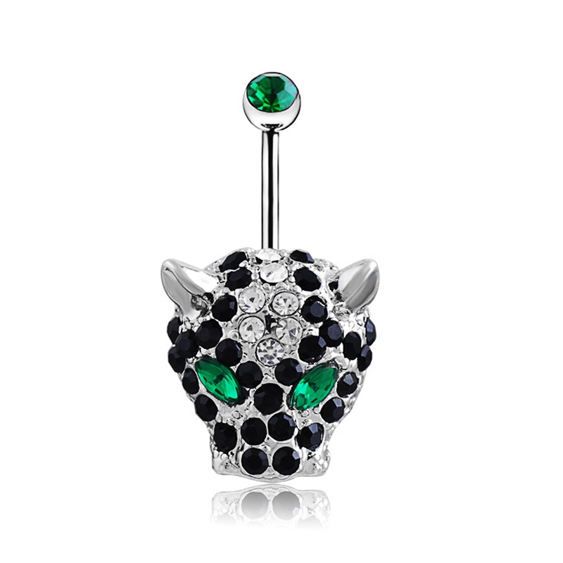 Navel Belly Button Ring Body Piercing 316l Steel  Leopard  - 2