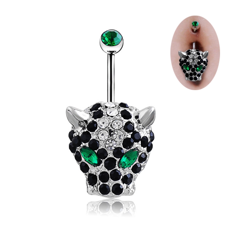 Navel Belly Button Ring Body Piercing 316l Steel  Leopard 