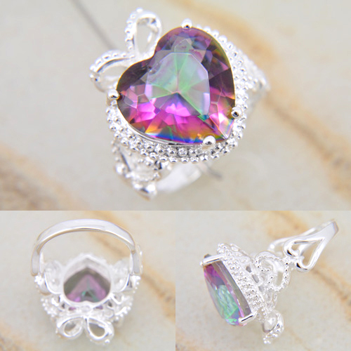 Silver RING Rainbow colored topaz GEMSTONE - 2
