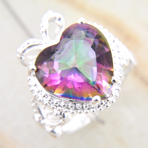 Silver RING Rainbow colored topaz GEMSTONE