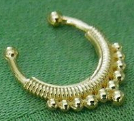 YELLOW GOLD Nose Rings Body Piercing Fake Septum Clicker - 2