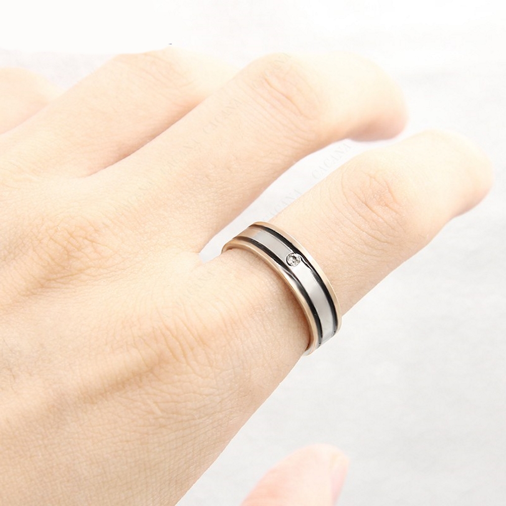 Rostfritt stål ring CZ - 2