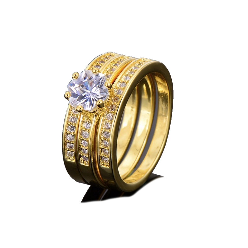 18K Guldfyllda Guld Filled gulddoublé Ring CZ Förlovning - 2