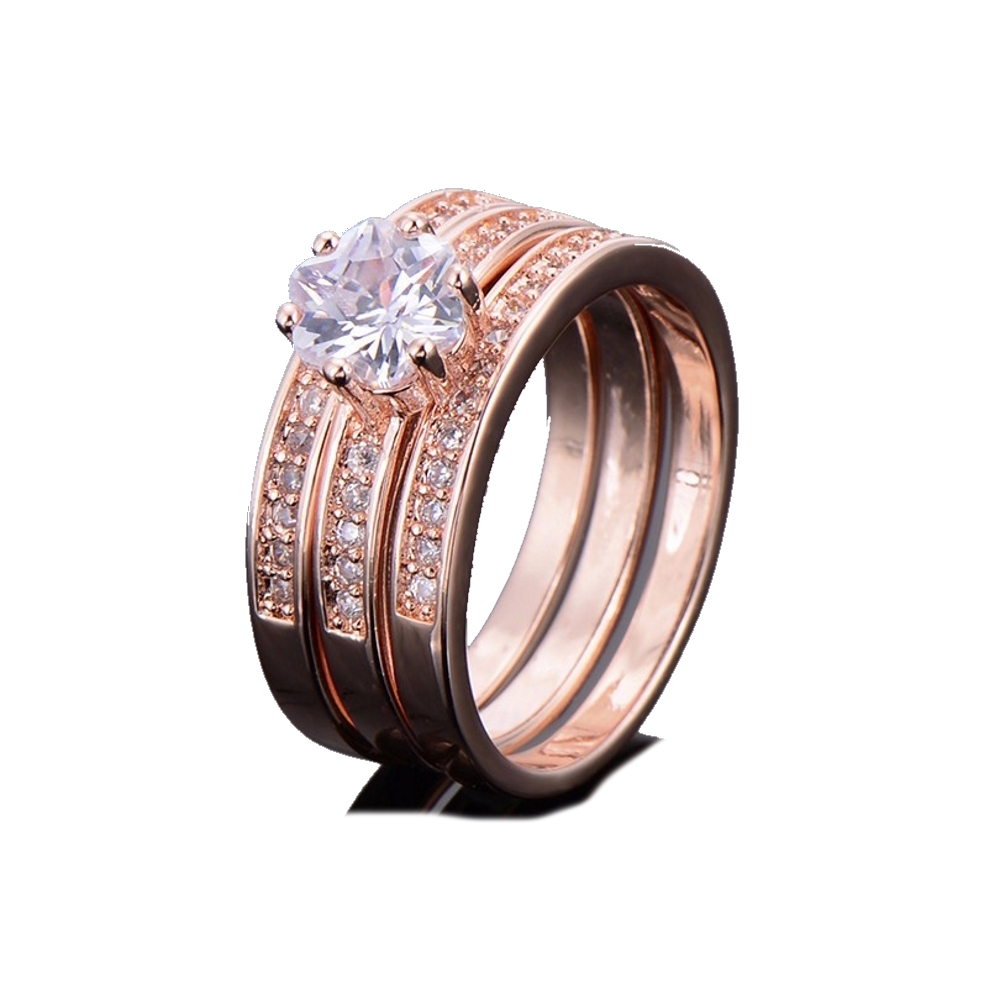 18K ROSE Guldfyllda Guld Filled gulddoublé Ring CZ Förlovning - 2