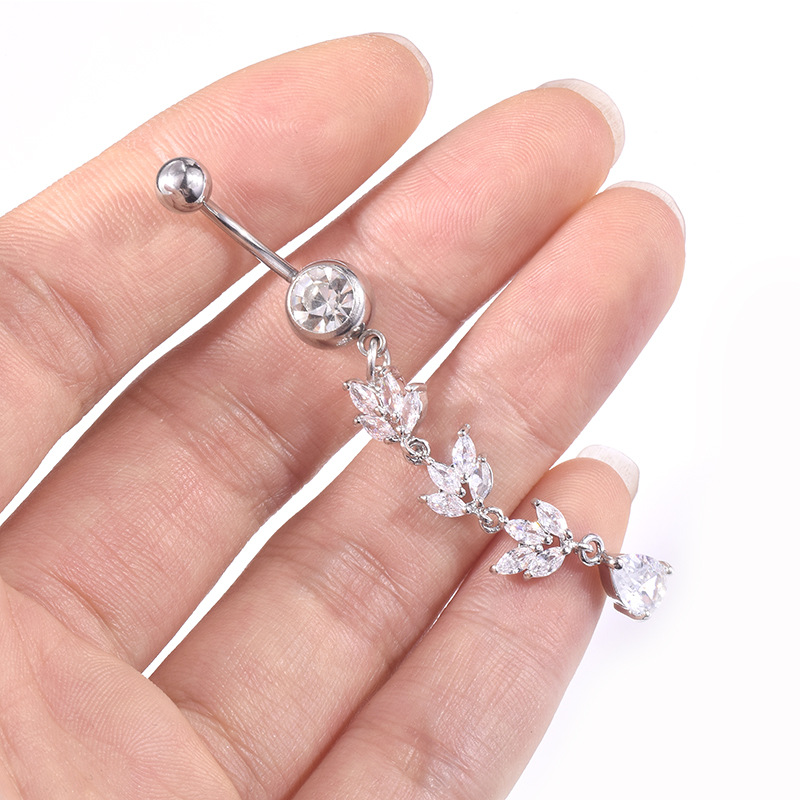 Gold Plated Navel Belly Button Ring Body Piercing Jewelry Crystal Zircon - 3