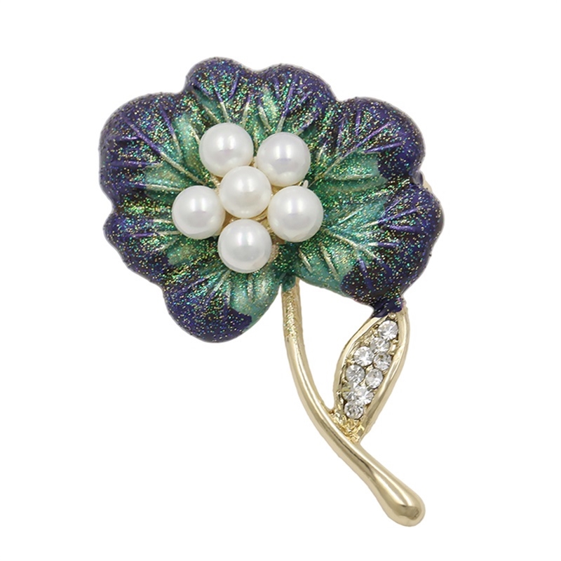 Brosch Kristall Emalj Blomma - 6