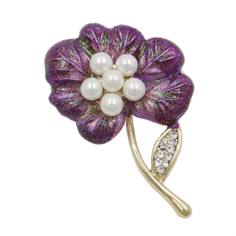 Brosch Kristall Emalj Blomma - 5