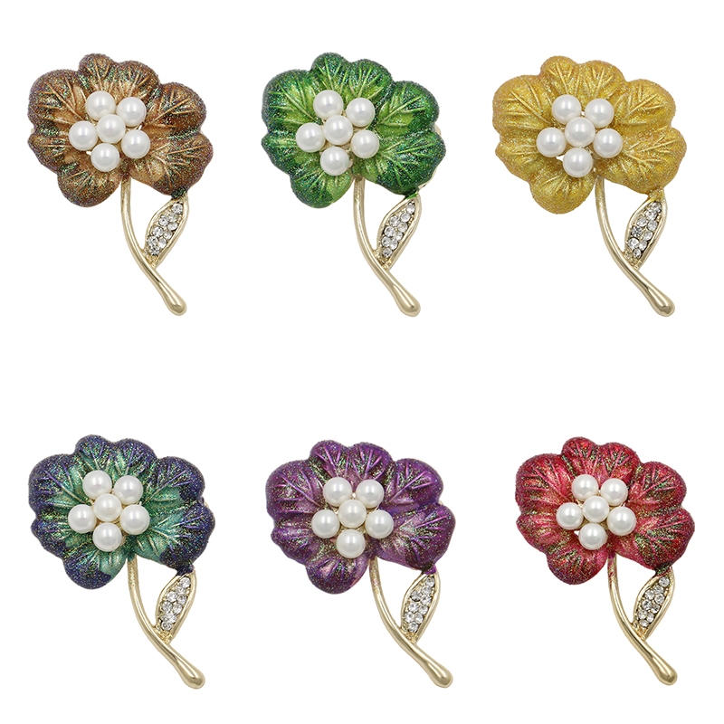 Brosch Kristall Emalj Blomma