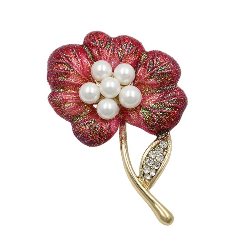 Brosch Kristall Emalj Blomma - 4