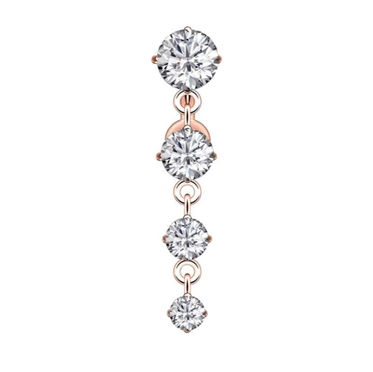 Gold Plated Navel Belly Button Ring Body Piercing Jewelry Crystal Zircon - 2