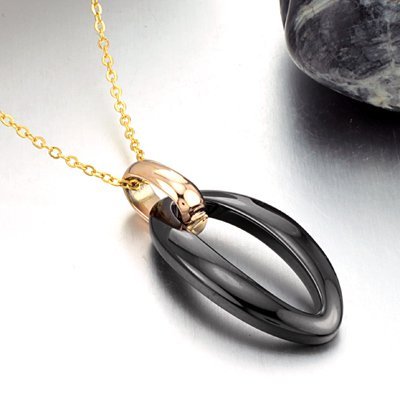 New hot jewelry TUNGSTEN GOLD OVAL BLACK ceramic Necklace - 2