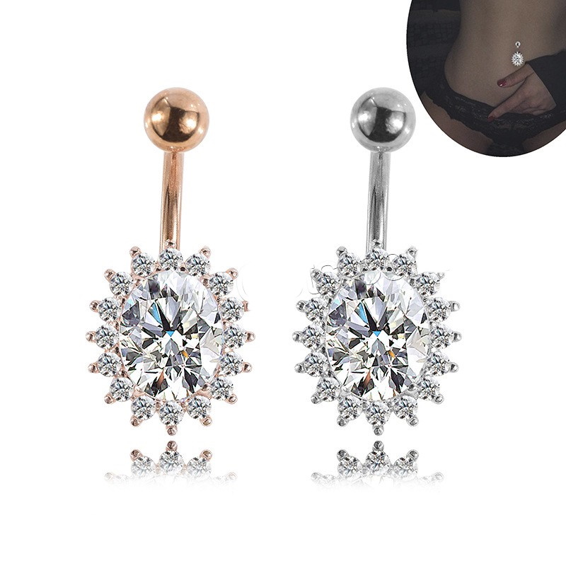 Gold Plated Navel Belly Button Ring Body Piercing Jewelry Crystal Zircon