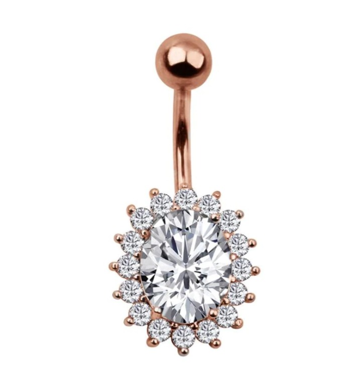 Gold Plated Navel Belly Button Ring Body Piercing Jewelry Crystal Zircon - 3