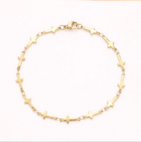 316L rostfritt stål Armband Kors GULD/SILVER - 3