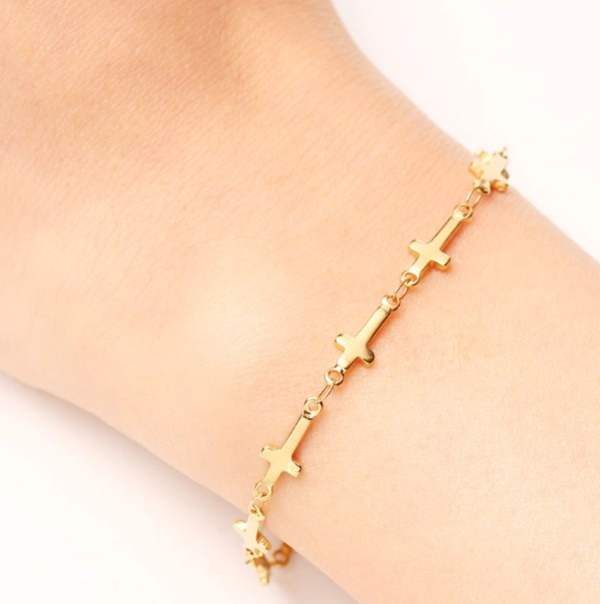 316L rostfritt stål Armband Kors GULD/SILVER - 2