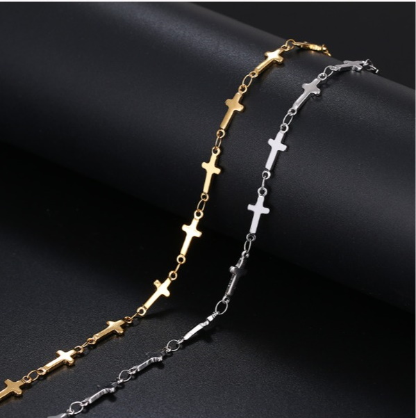 316L rostfritt stål Armband Kors GULD/SILVER - 4
