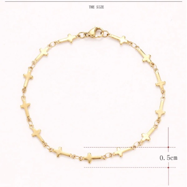 316L rostfritt stål Armband Kors GULD/SILVER - 5