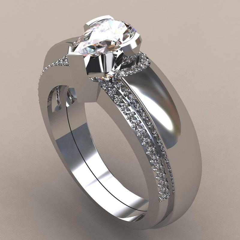 Guldpläterad RING Cubic Zirconia 2ST PACK