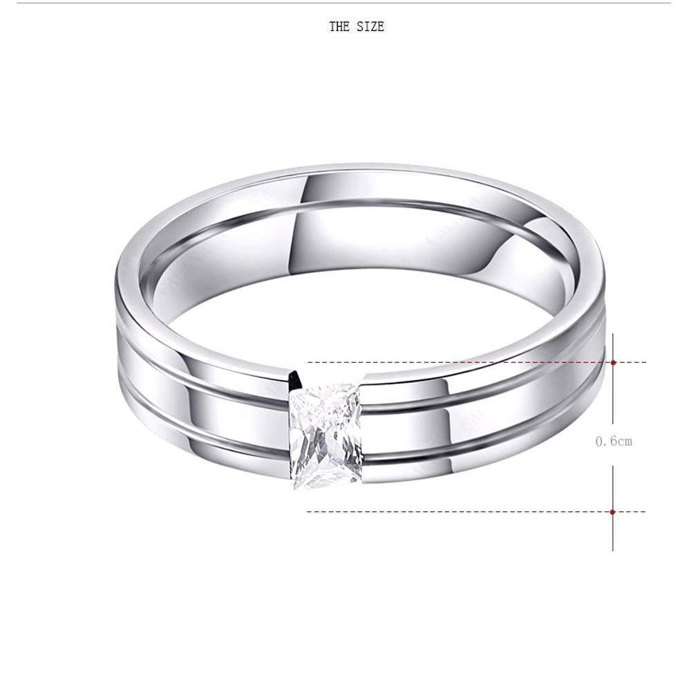 Stainless Steel Ring Engagement CZ - 2