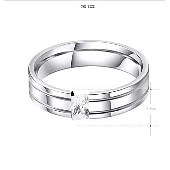 Stainless Steel Ring Engagement CZ