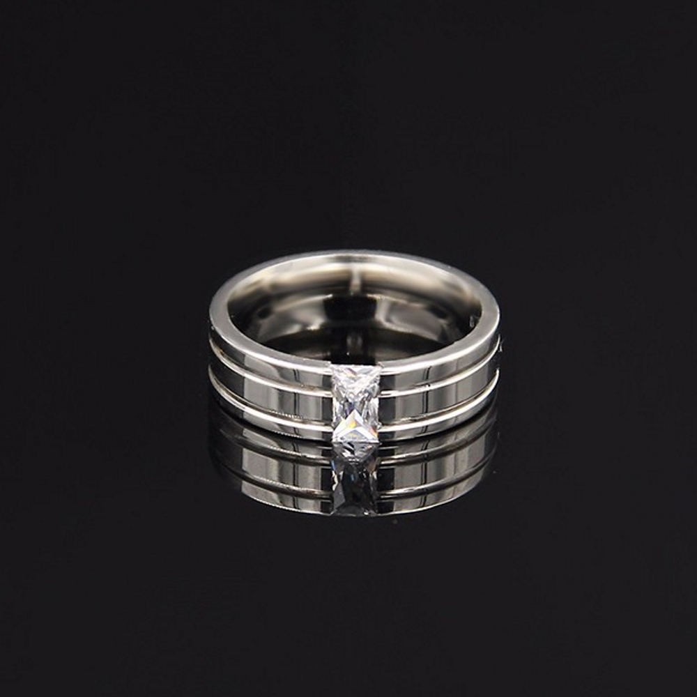 Stainless Steel Ring Engagement CZ - 3