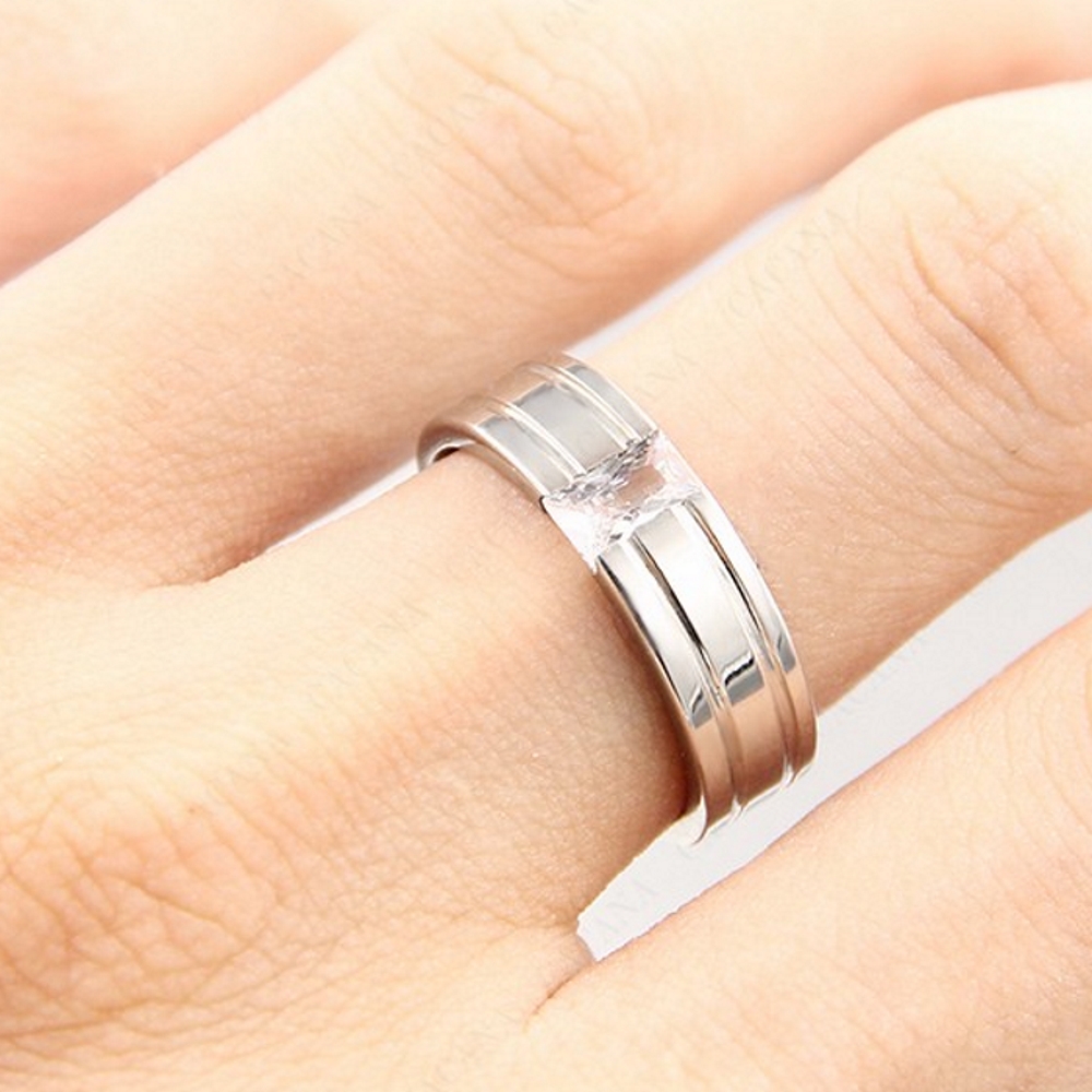 Stainless Steel Ring Engagement CZ - 4