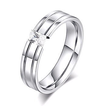Stainless Steel Ring Engagement CZ