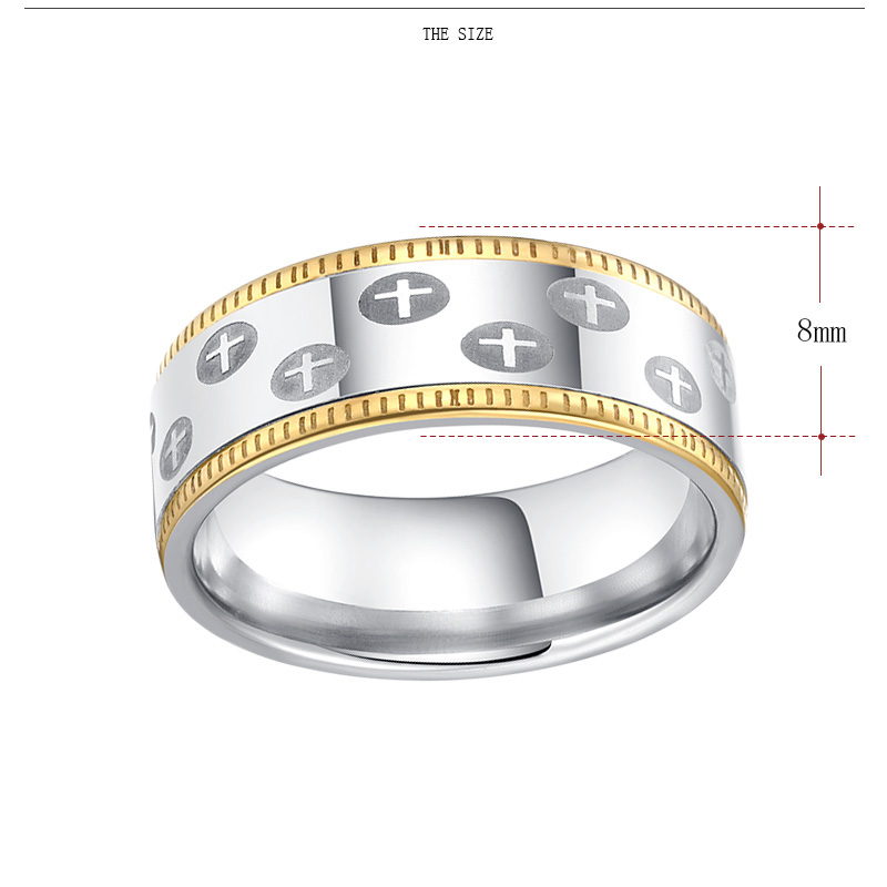 Rostfritt stål ring Kors - 2