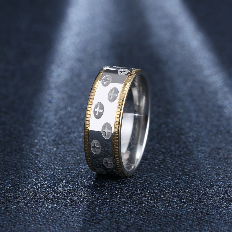 Rostfritt stål ring Kors - 3