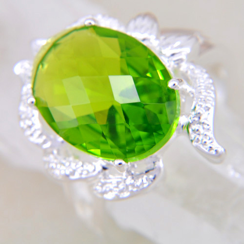 Silver RING Peridot GEMSTONE #18
